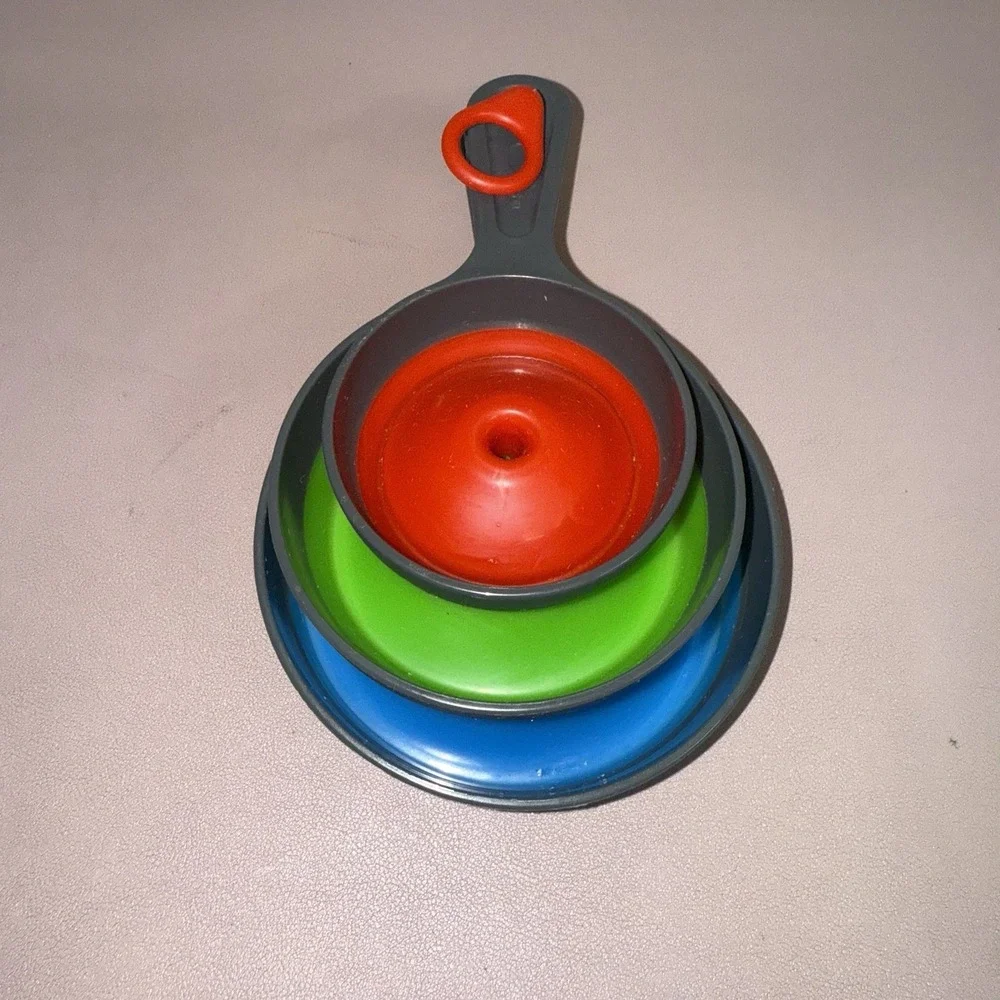 Collapsible Silicone Funnel Set of 3 Nesting Kitchen Funnels w‎ Hanging Ring